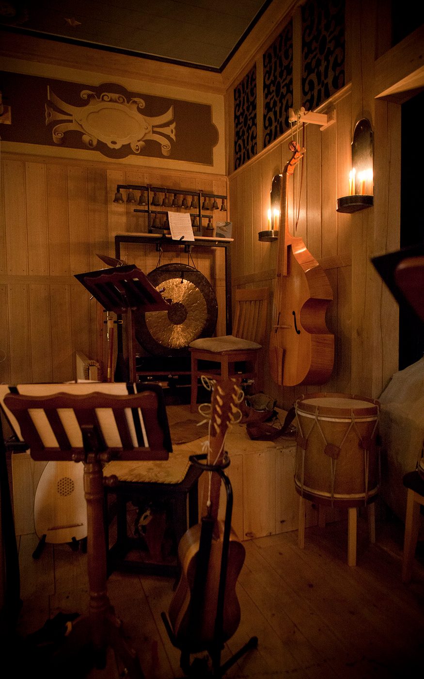 Sam Wanamaker Playhouse Instruments Some instruments sit backstage in a theatre
