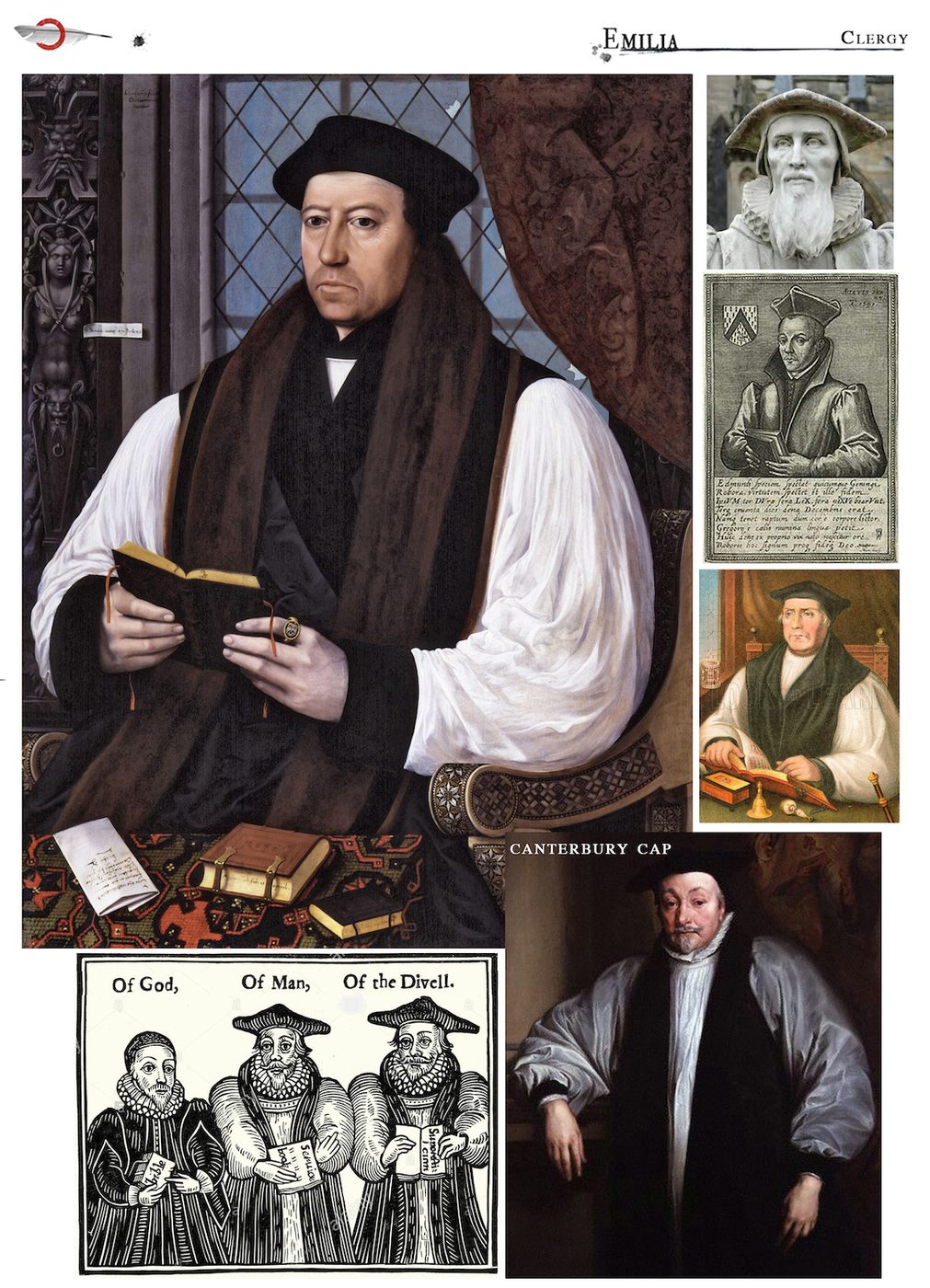 Emilia Clergy Costume Design Jo Scotcher Shakespeare’s Globe A collage of sketches, photos and illustrations to inspire a costume design
