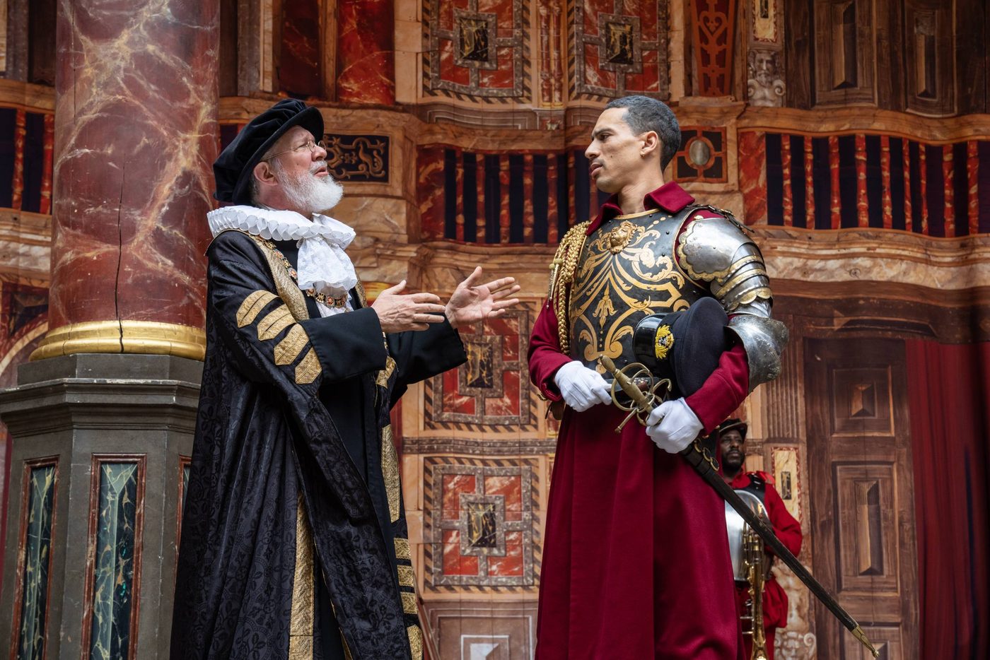 The Company of King Lear in the Globe Theatre, 2022. Photography by Johan Persson. The Company of King Lear in the Globe Theatre, 2022. Photography by Johan Persson.