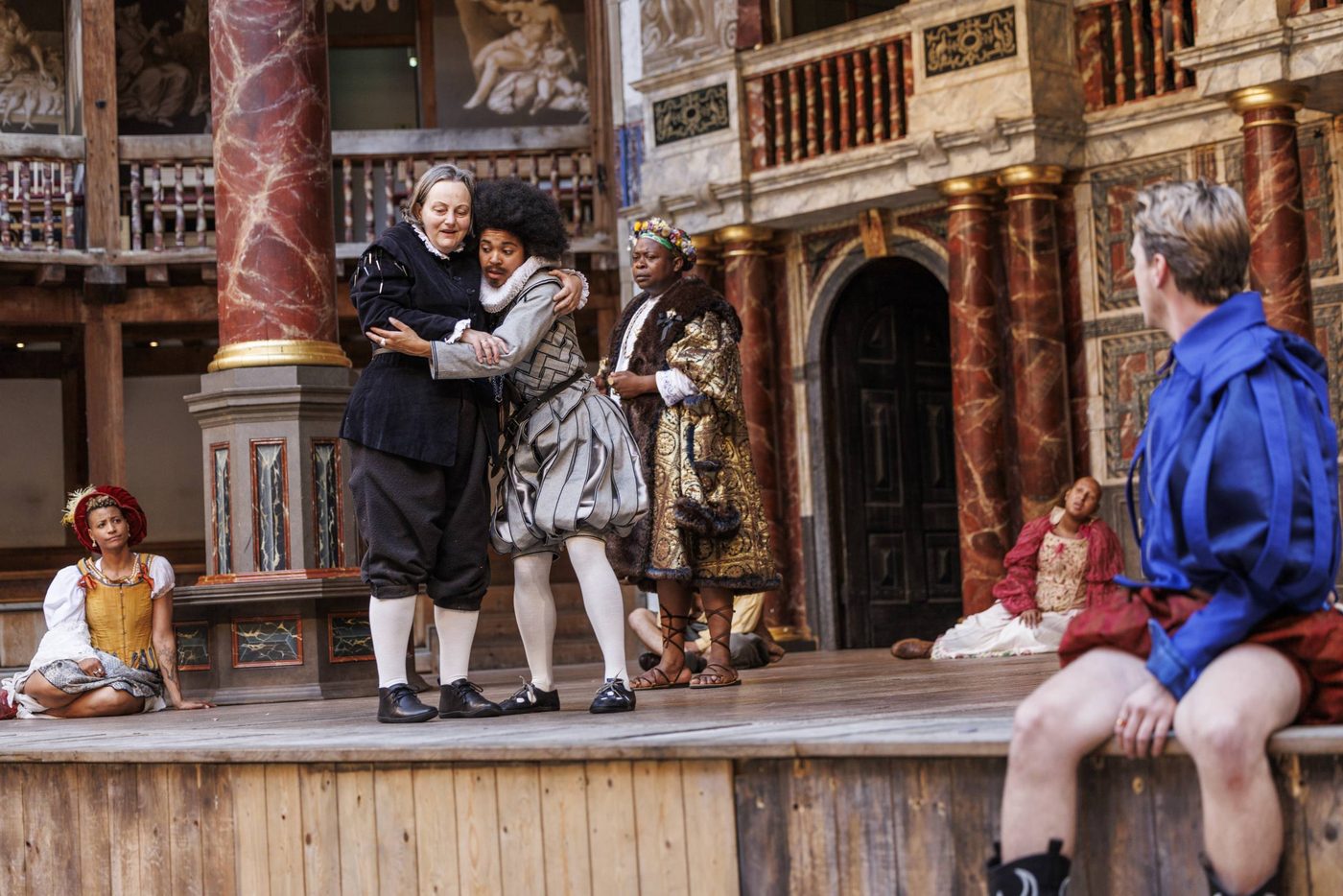 The Company of As You Like It in the Globe Theatre, 2023. Photography by Ellie Kurttz. The Company of As You Like It in the Globe Theatre, 2023. Photography by Ellie Kurttz.